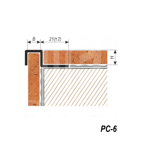 П-образный  профиль для плитки и керамогранита PC-6