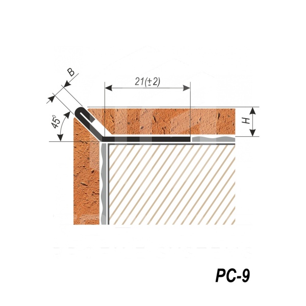 L-образные профиль для плитки и керамогранита PC-9